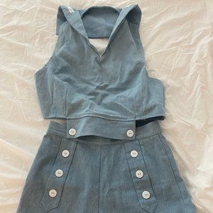 blue Lolita vintage blue playsuit romper matching shorts and top sailor suit